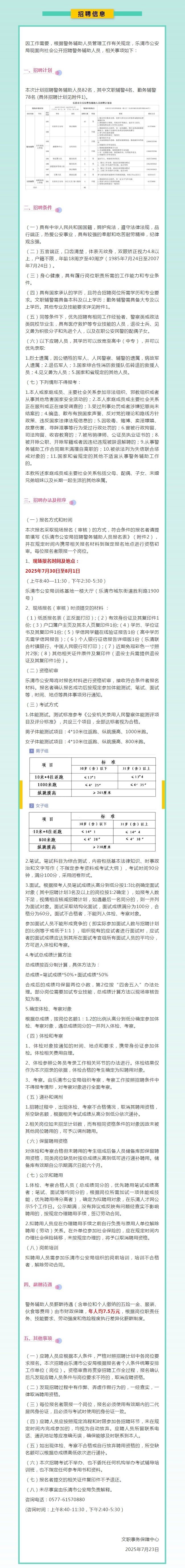 退役军人优先丨乐清市公安局招聘警务辅助人员82名.jpg