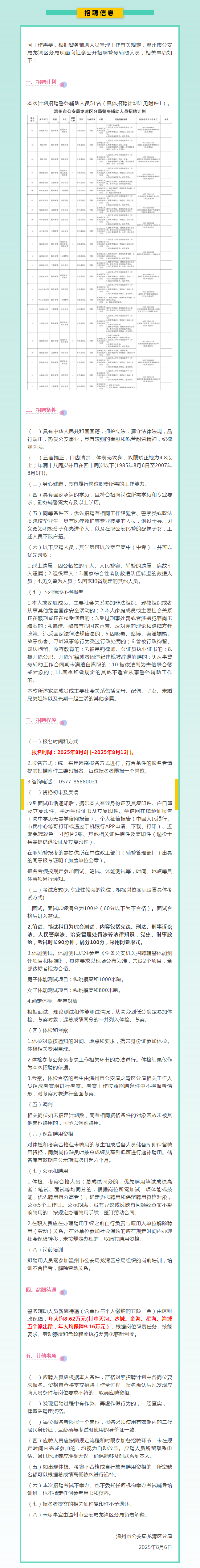 退役军人优先丨温州市公安局龙湾区分局招聘辅警51名.png