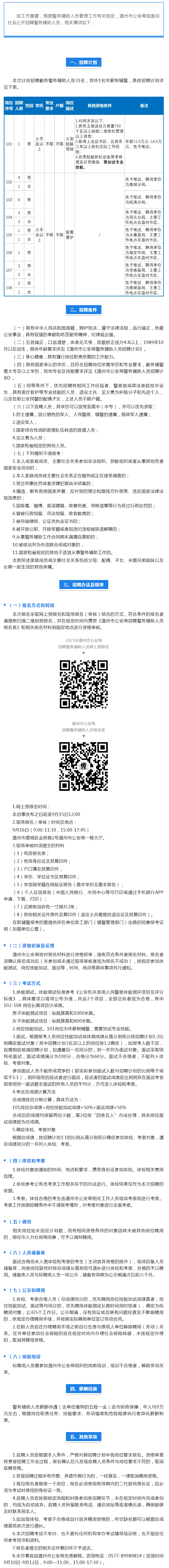 退役军人优先丨31名！温州警队招人，免笔试！.png